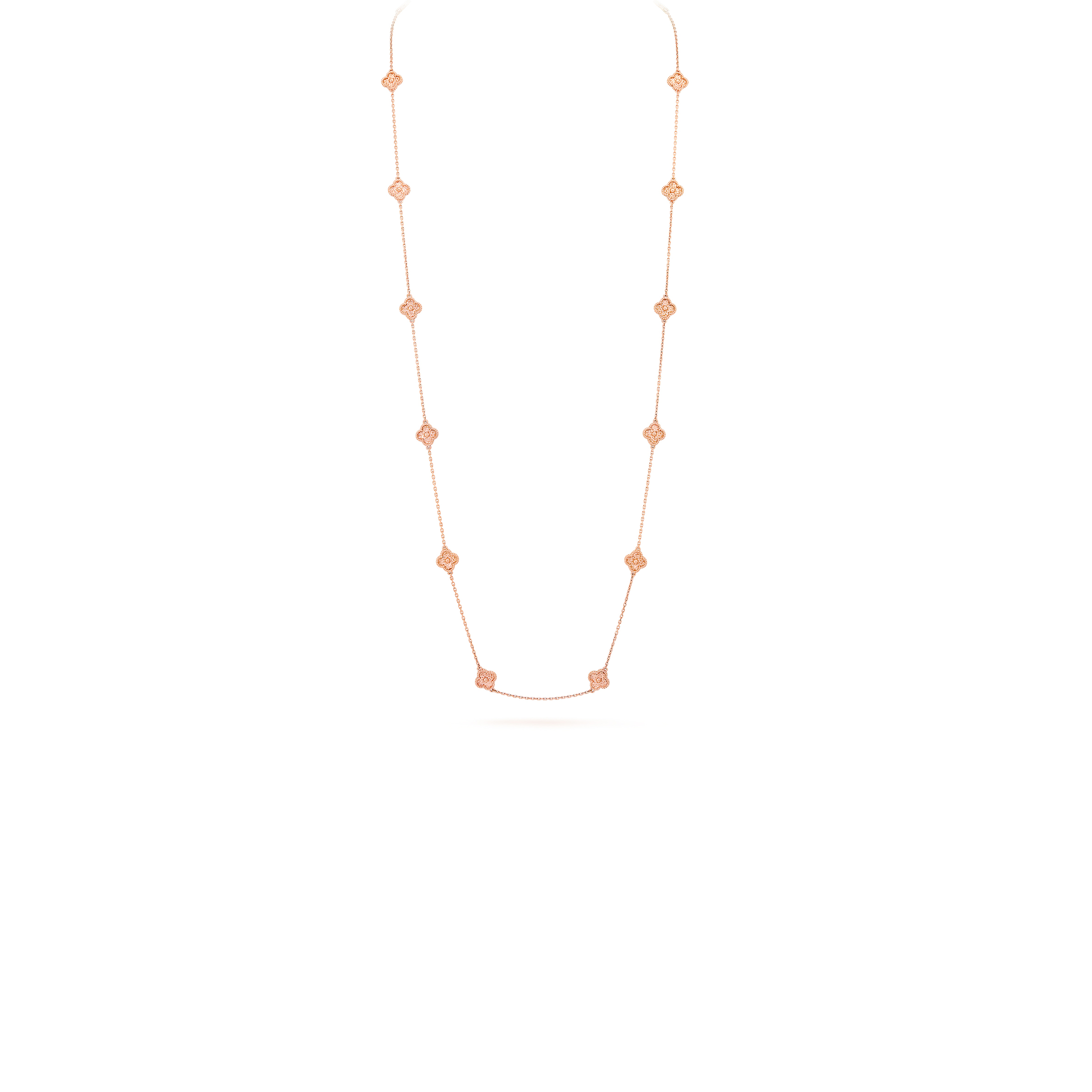 V*N CL*F arpels sweet alhambra long necklace, 16 motifs - rose gold  vcaro8dg00